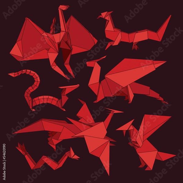 Obraz Origami dragons