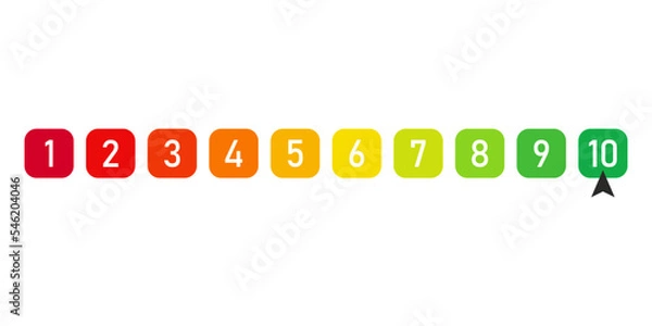 Fototapeta Rate us bar from 1 to 10, Best for website design, app, UI, isolated on white background. Vector illustration.
