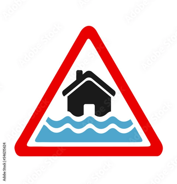 Obraz pluie inondation panneau danger