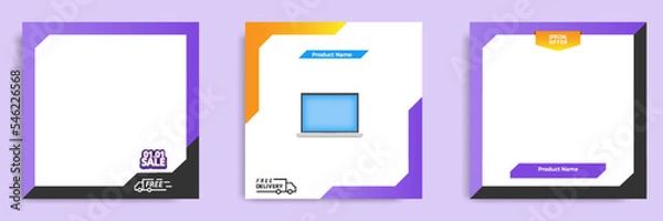 Fototapeta Geometric square social media banner layout, product background backdrop display for e commerce sale ads app template