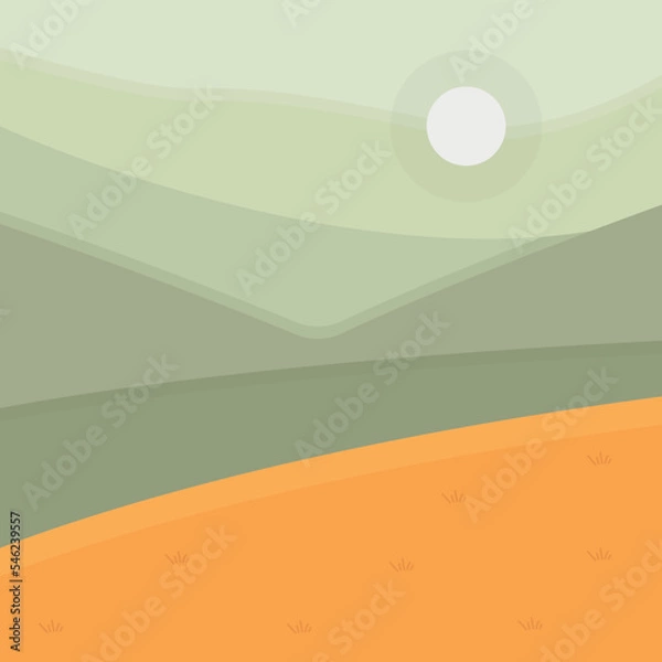 Fototapeta Vector illustration: autumn simple minimal geometric flat style. Nature colorful landscape geometric illustration.