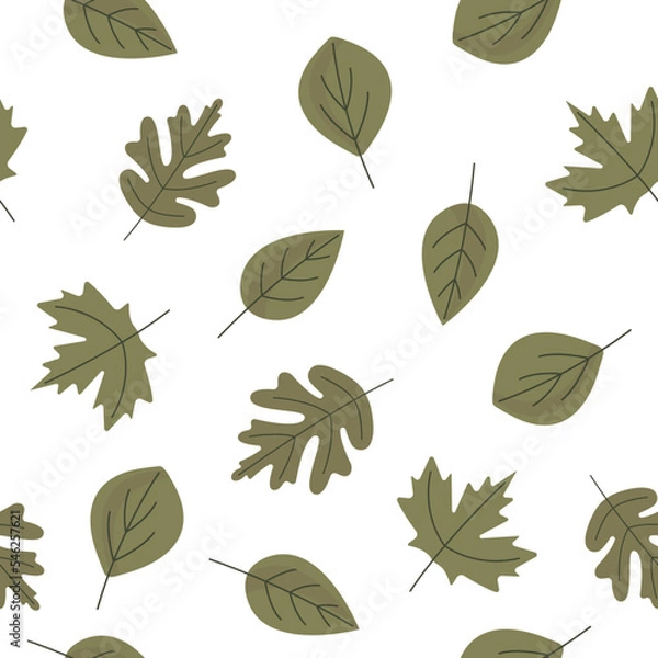 Fototapeta Seamless leaft pattern background for decoration and ornament with yellow color. Flat vector design.