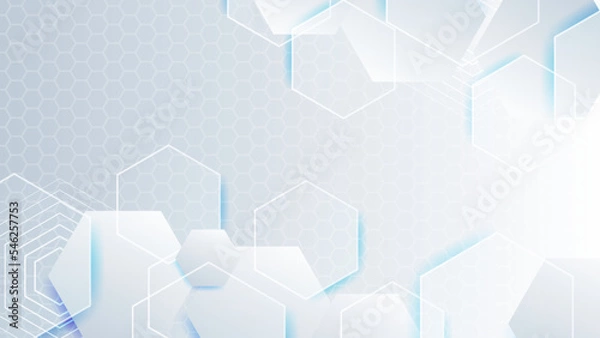 Fototapeta Abstract. Hexagon white background , blue light and shadow. Vector illustration