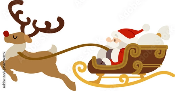 Obraz サンタとトナカイ01