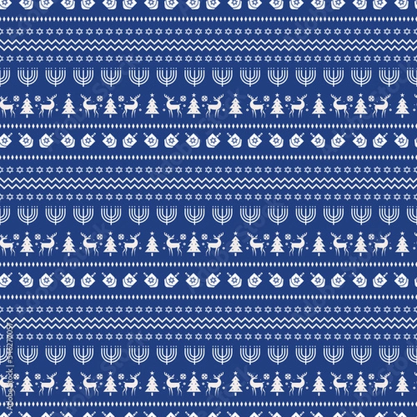Fototapeta Blue Vector winter sweater textured repeat pattern background