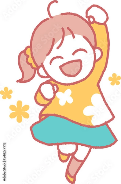 Fototapeta 喜ぶ女の子のイラスト