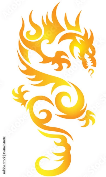 Fototapeta tattoo, symbol, isolated, art, vector, design, traditional, dragon, animal, sign, illustration, culture, monster, black, asian, decoration, fantasy, graphic, icon, background, ancient, japanese, chine