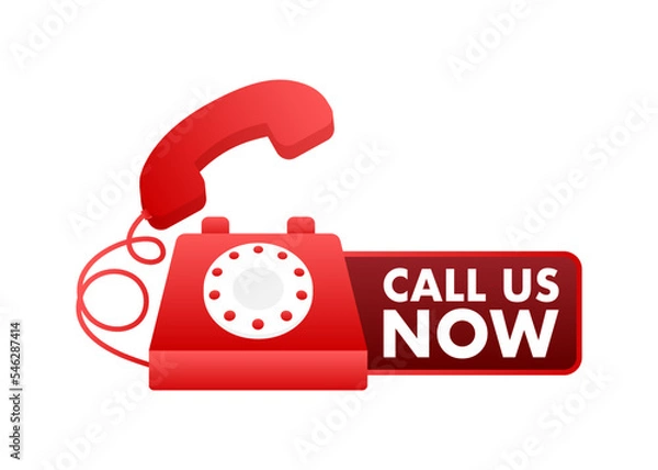 Fototapeta Call us now. Information technology. Telephone icon. Customer service. Vector stock illustration