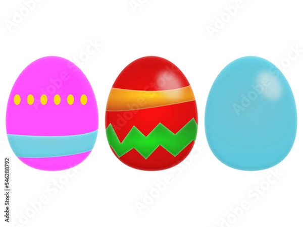 Obraz Three colorful easter eggs on a white background