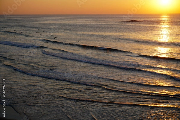 Fototapeta evening surf session at praia do amado in the Algarve                               