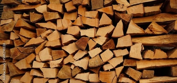Fototapeta frisch gestapeltes holz zum einheizen, querformat, header, banner, karten