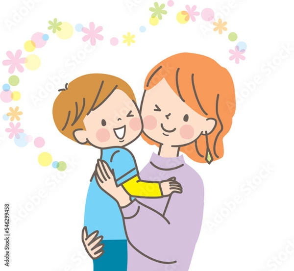 Obraz 笑顔で抱っこする親子のベクターイラスト素材