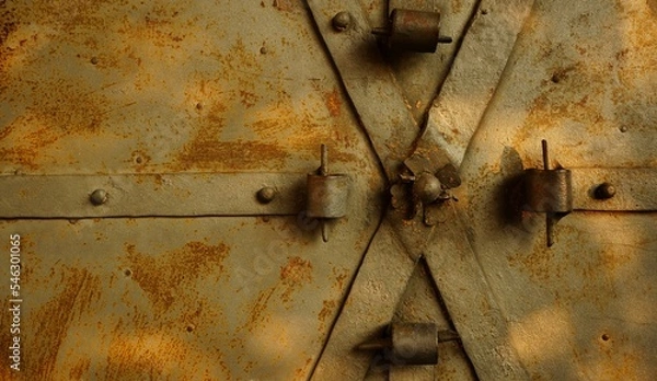 Fototapeta schmiedeeisernes tor mit schönen onamenten, alt , verwittert, querformat, banner header, karte