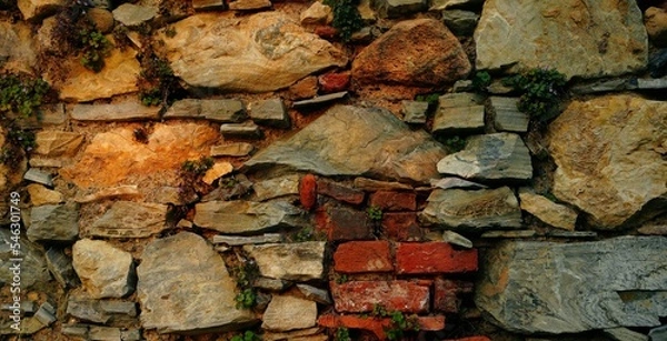 Fototapeta bunte , gemauerte stein /ziegelmauer, querformat, header banner,