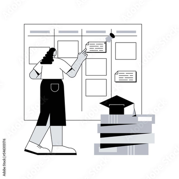 Fototapeta School curriculum abstract concept vector illustration. Homeschooling program, K-12 school subjects, education, teaching plan, curriculum overview, academic course content abstract metaphor.