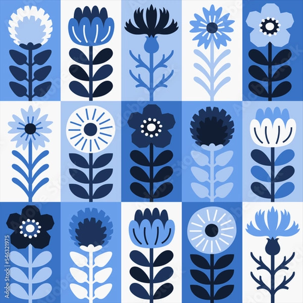 Obraz Scandinavian style floral rectangular winter pattern. Part three.