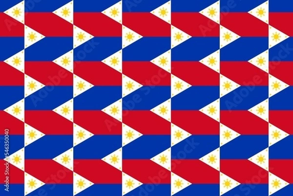 Fototapeta Geometric pattern in the colors of the national flag of Philippines. The colors of Philippines.
