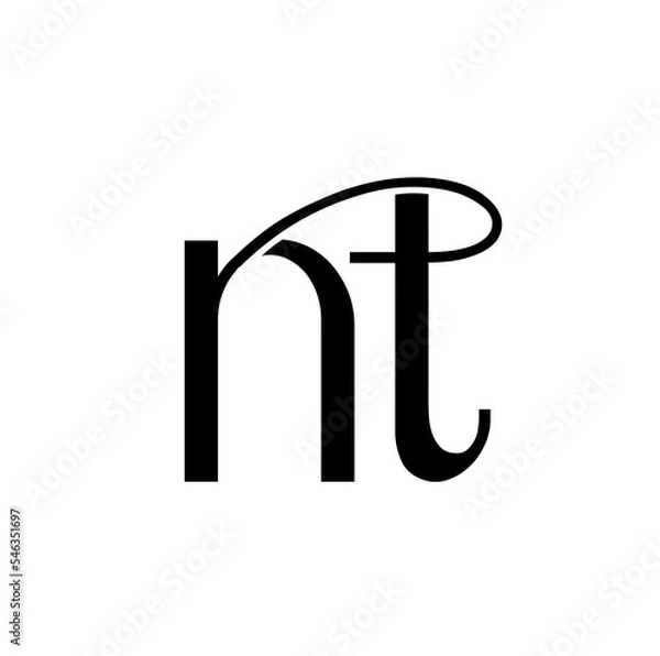 Fototapeta NT brand name initial letters icon. NT monogram.