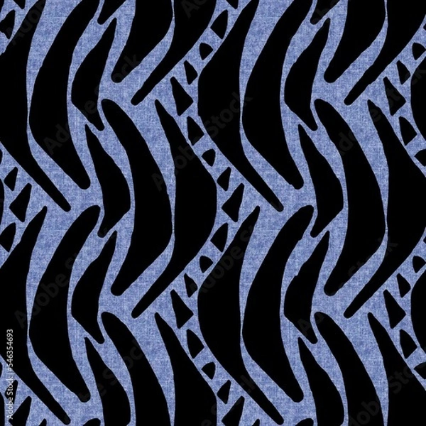 Fototapeta Denim style geometric canvas effect seamless texture material. Masculine jeans blue style dyed pattern. Faded indigo abstract printed design tile swatch.