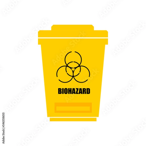 Obraz Illustration of the yellow biohazard bin on white background.