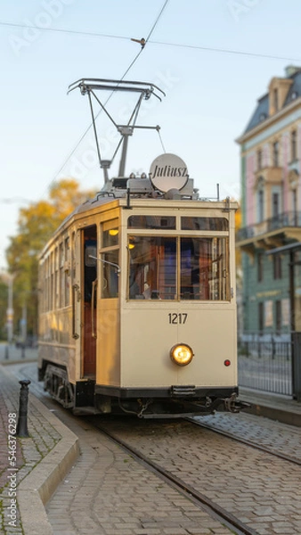 Obraz Zabytkowa linia tramwajowa Wrocław. Stary tramwaj