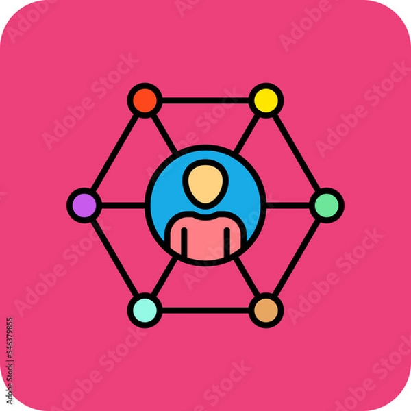 Fototapeta Network Multicolor Round Corner Filled Line Icon