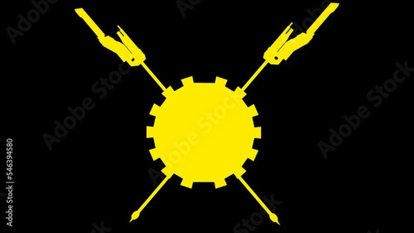 Fototapeta It's a simple logo of a shield and two futuristics spears