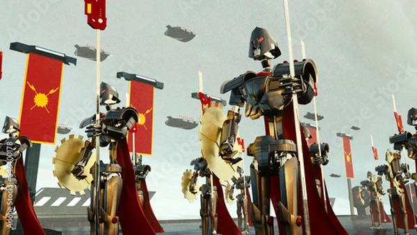 Fototapeta Robot spartan in a spaceship 3D Illustration
