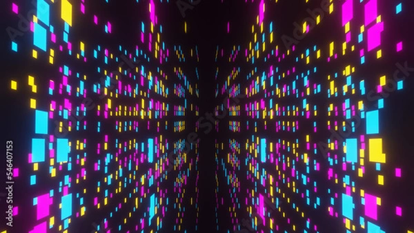 Obraz Neon lights hall glitch effect Illustration