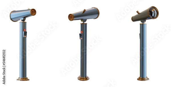 Fototapeta Telescope for view many positions 3D Illustration