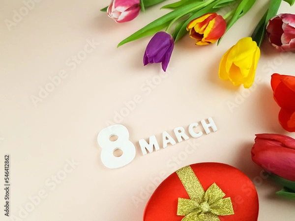 Obraz the inscription is dedicated on March 8. spring background in the background