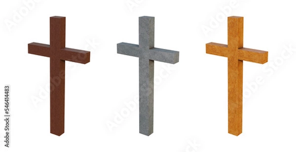 Fototapeta Wall Crosses 3D Illustration png 