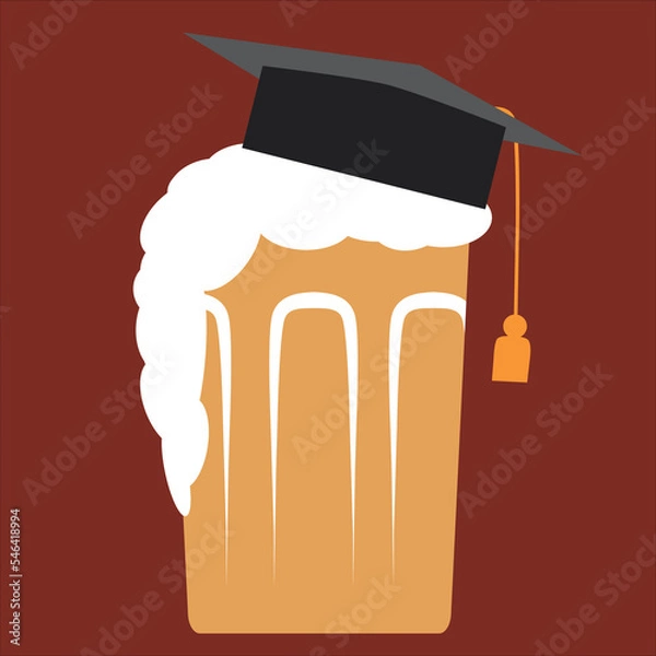 Fototapeta Beer drink with graduation hat vector