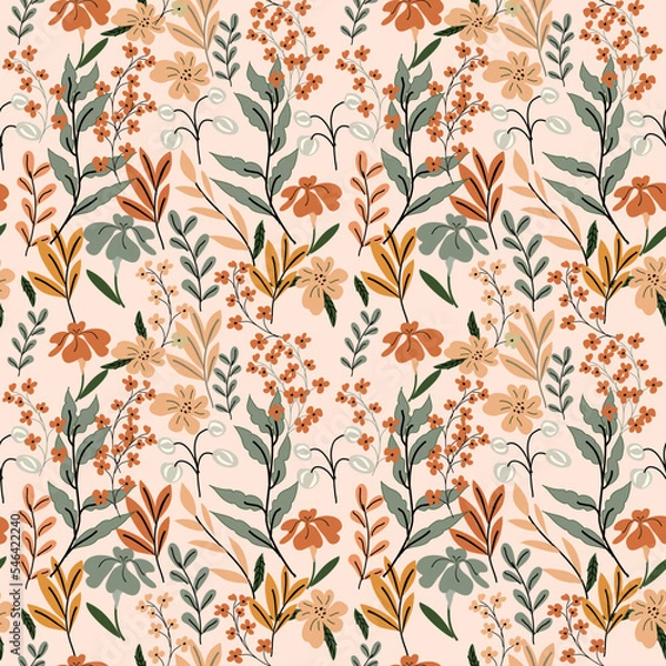 Fototapeta Blooming meadow Seamless Pattern. A Pattern for fashion and print. 