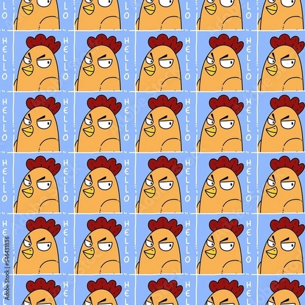Fototapeta seamless pattern of cute chicken cartoon