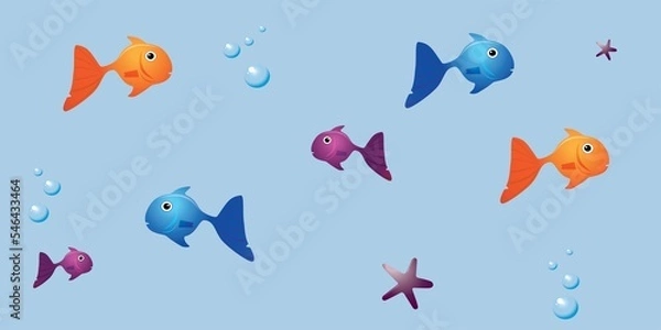 Fototapeta Tileable Toon Fish İllustration For Your Design.