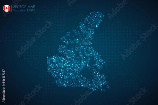 Fototapeta Map of Canada modern design with abstract digital technology mesh polygonal shapes on dark blue background. Vector Illustration Eps 10.