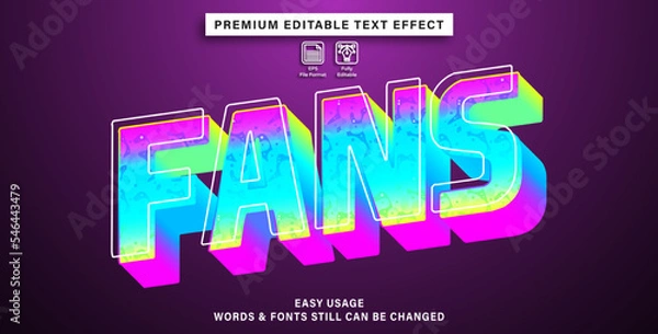 Fototapeta fans editable text effect