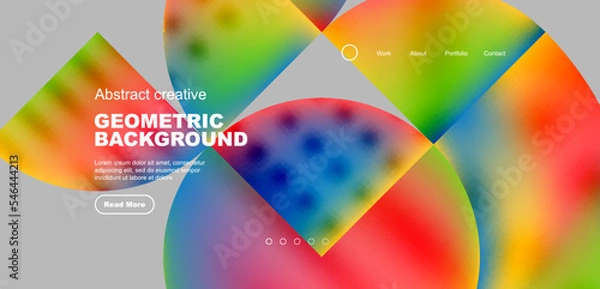 Fototapeta Circles, round shapes and lines with fluid gradients abstract background. Vector illustration for wallpaper, banner, background, leaflet, catalog, cover, flyer