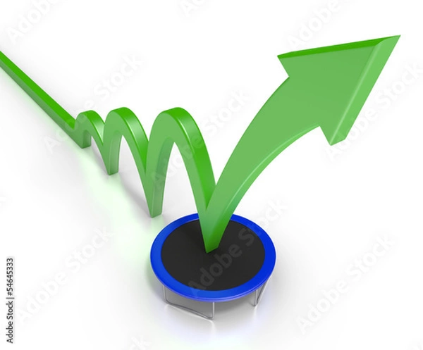 Obraz Green arrow on a trampoline