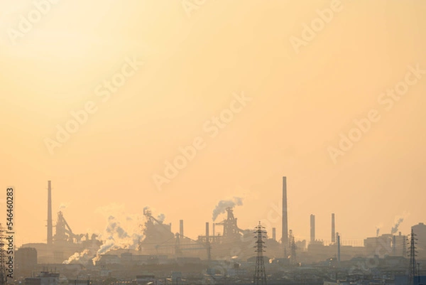 Fototapeta 夕日に染まる都市風景「加古川・播磨工業地帯」