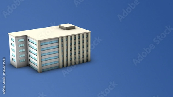 Obraz 窓が整然と並んだ6階建ての研究施設の外観。建築模型。