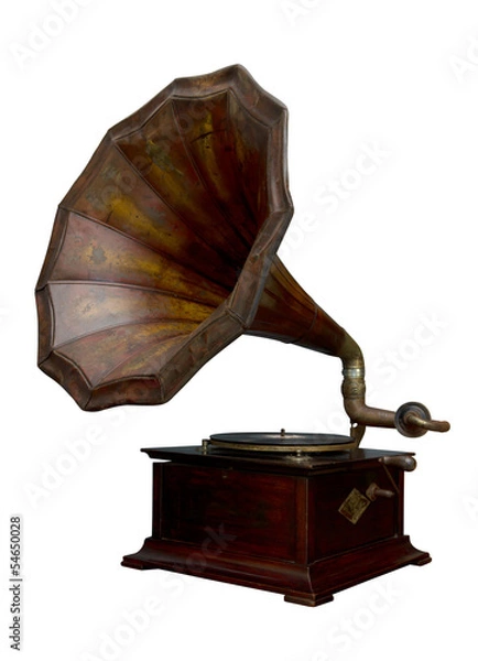 Obraz Classic Gramophone on white background