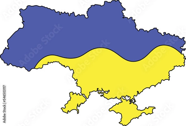 Fototapeta Map of Ukraine in yellow-blue color vector minimalistic style