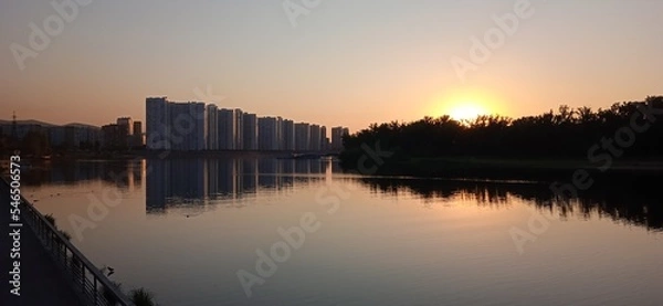 Obraz sunset over the river