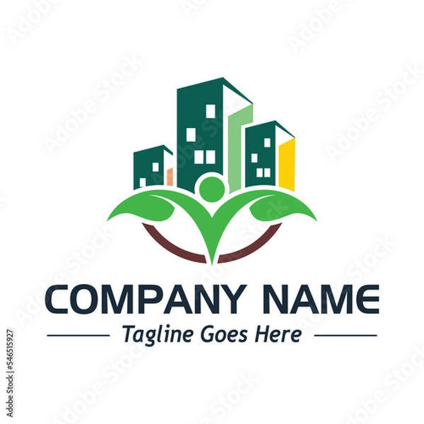 Fototapeta building real estate logo, sample company logo, a simple vector design