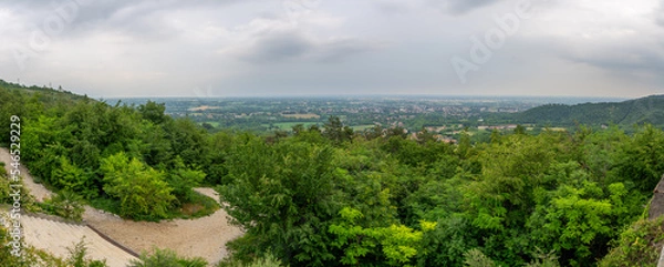 Fototapeta A panorama of Aviano from the top of a hill overviewing the town in Italy