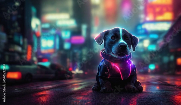 Fototapeta Cyberpunk puppy