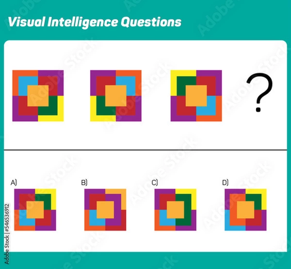 Fototapeta Visual intelligence questions IQ TEST, visual intelligence questions. Find the missing, Find the missing piece