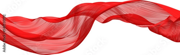 Fototapeta Fabric Flowing Cloth Wave, Red Waving Silk Flying Textile, 3d rendering